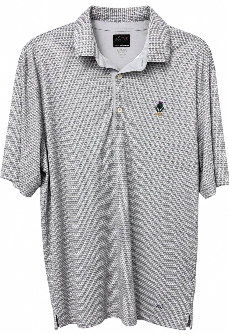 Greg Norman ML75 Country Club of Rochester Polo Men’s L Gray White Performance